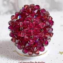 Bague Orchid&eacute;e avec des facettes et des toupies en cristal de Swarovski